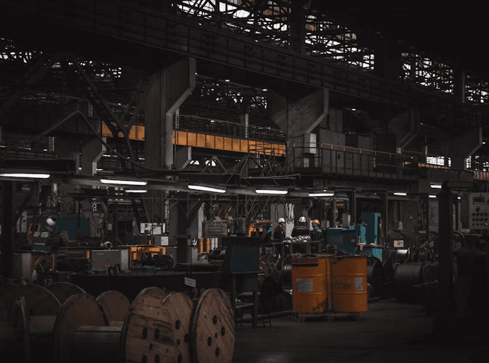 Mixing and calendering machinery on the shop floor